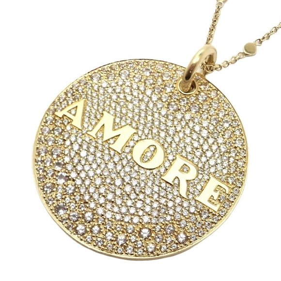Pasquale Bruni Jewelry - Pasquale Bruni 18k Yellow Gold Large Diamond + Sapphire Amore Pendant Necklace